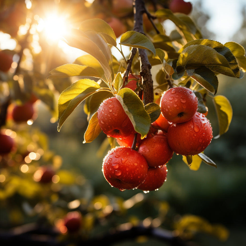 Rote Äpfel im Sonnenuntergang