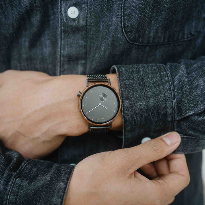 Vernon: Walnussholz - Mesh Gunmetal 42mm