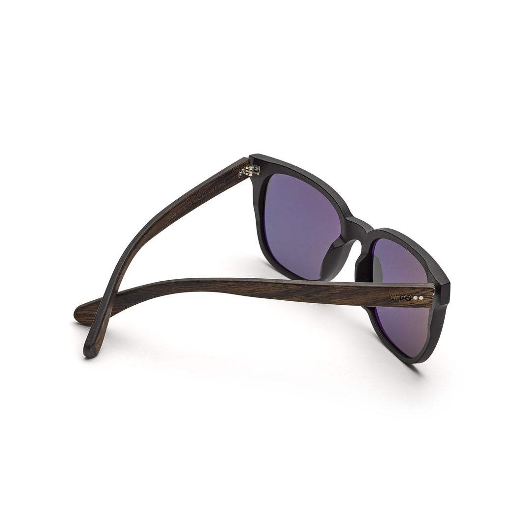 Normale eckige Acetat-Sonnenbrille Schwarz