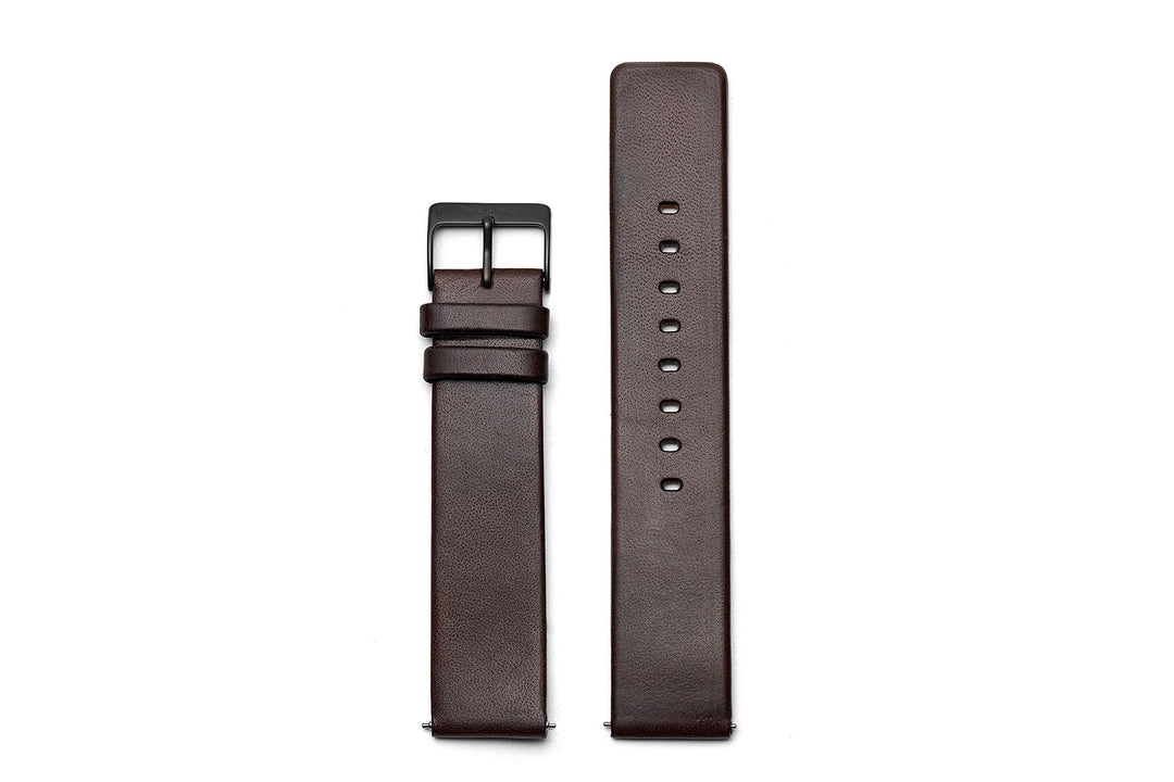 Uhrenarmband Glattleder dunkelbraun 20mm schwarze Dornschließe von TAKE A SHOT