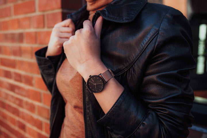 damenuhr rosegold eichenholz stahl schwarz susy take a shot