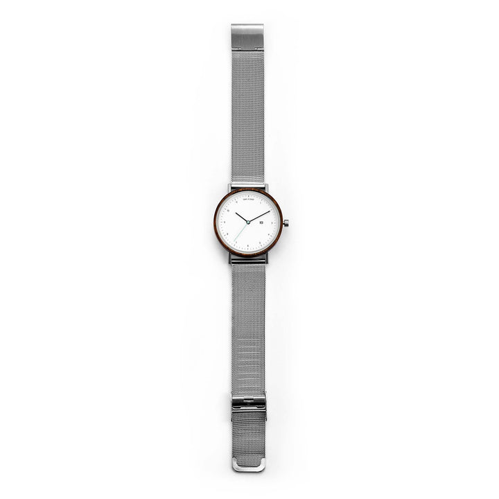 Margaret: Walnussholz - Mesh Silber 37mm